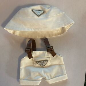 Labubu Luxury Overalls - White Bucket Hat and Jumper Set